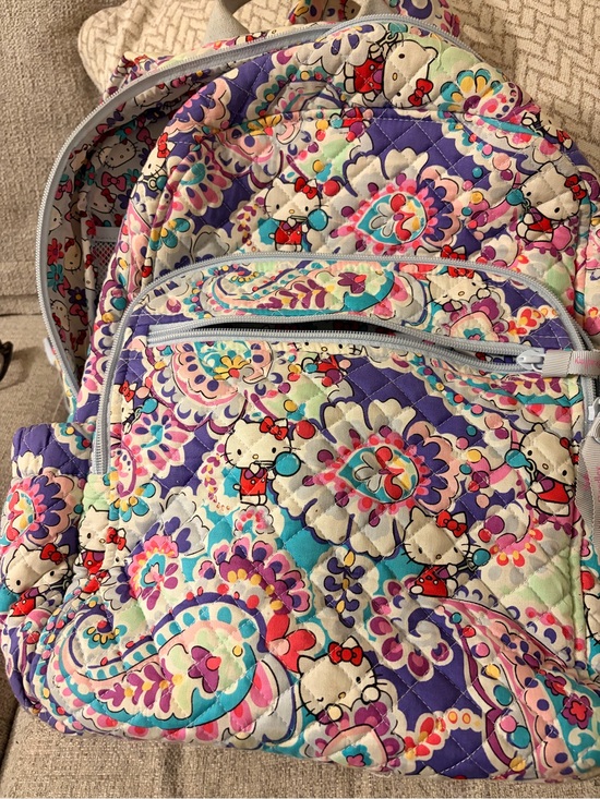 Hello Kitty Handbags - Hello Kitty Purple Multi Floral Quilted Vera Bradley Backpack